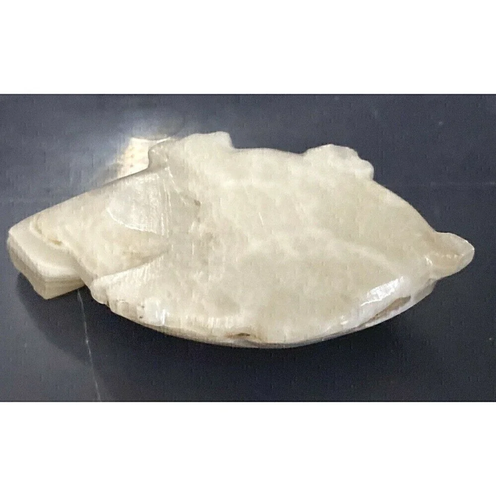 Onyx? Marble? Turtle Paperweight Figurine Carved Sea Tortoise Cream Vintage